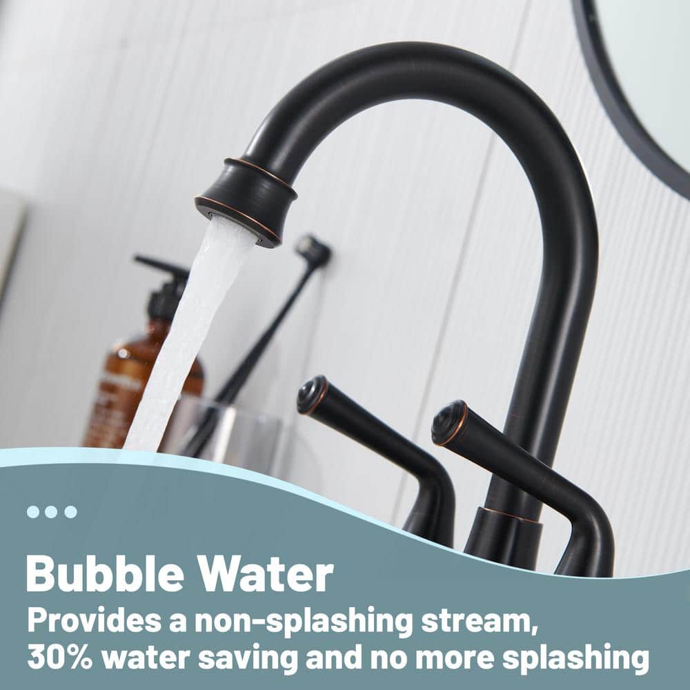 Oil Rubbed Bronze 4-Inch 2-Handle Stainless Steel Bathroom Faucet