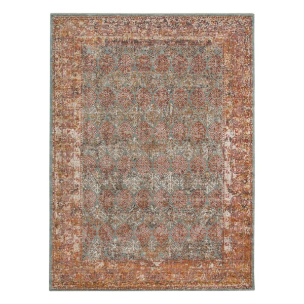 HomeRoots Teal and Brown 10 ft. x 14 ft. Medallion Area Rug