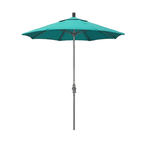 California Umbrella 7.5 ft. Grey Aluminum Market Collar Tilt Crank Lift ...