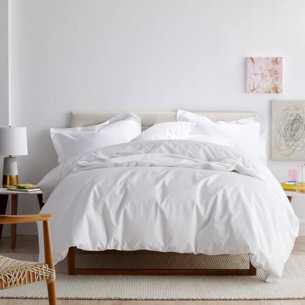 Company Cotton Slate Blue Solid 300-Thread Count Cotton Percale King Deep Pocket Fitted Sheet