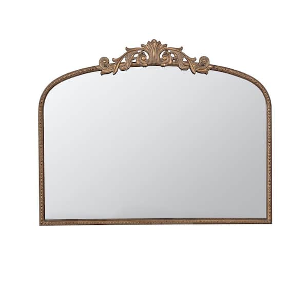 Unbranded 40 in. W x 31 in. H Classic Design Arched Framed Wall Bathroom Vanity Mirror in Gold