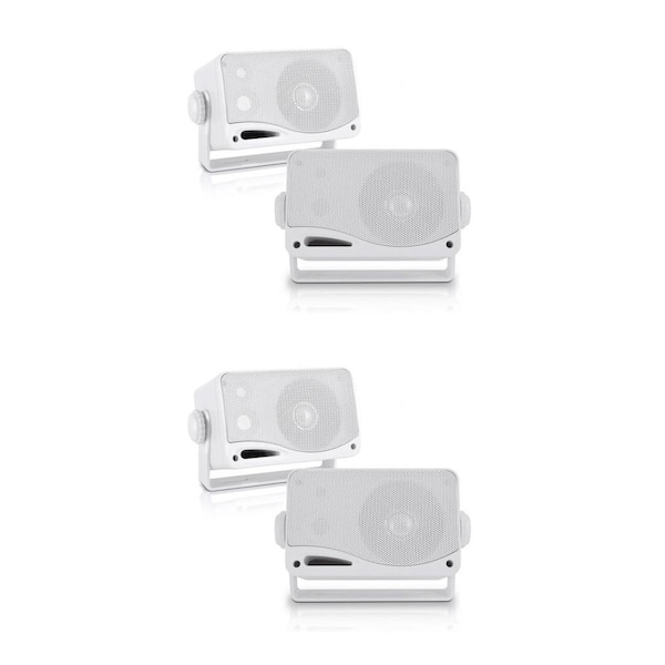 Pyle 3.5 in. 3-Way Marine Audio Speakers Outdoor Weatherproof (2-Pair)