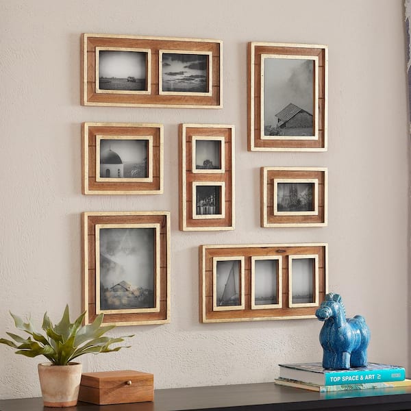 Home Decorators Collection Natural Wood and Gold Gallery Wall Picture Frames (Set of 7)