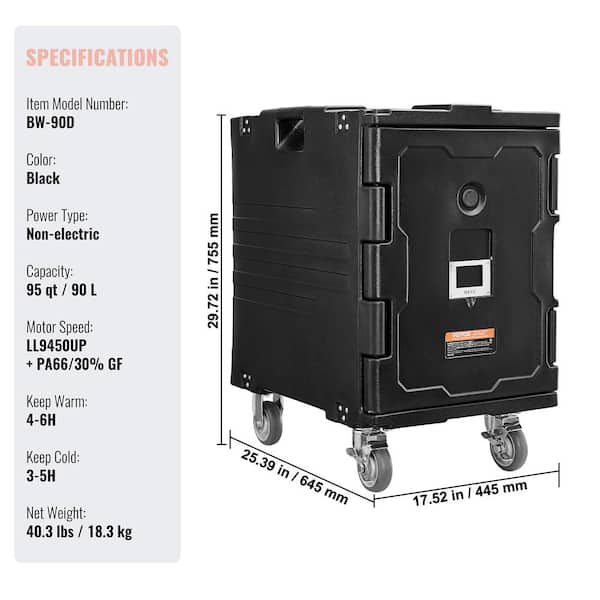VEVOR Insulated Food Pan Carrier, 95 qt. Hot Box for Catering