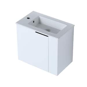 22 in. W x 13 in. D x 19 in. H Single Sink Floating Bath Vanity in White with Ceramic Sink Top