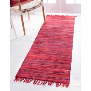 Chindi Cotton Striped Red 2 ft. x 7 ft. Runner Rug