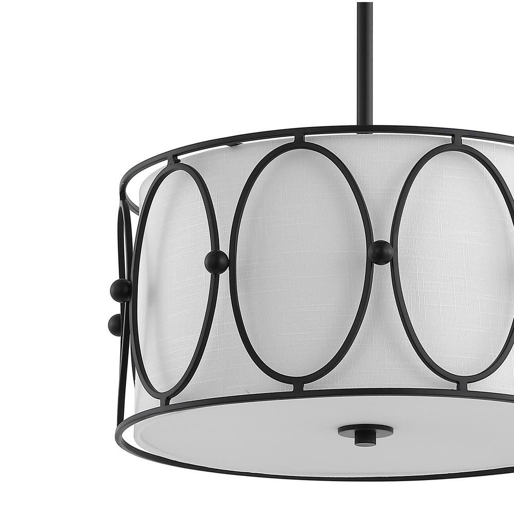 Violetta Coastal-Transitional 19" LED Drum Pendant in Oil-Rubbed Bronze with White Shade