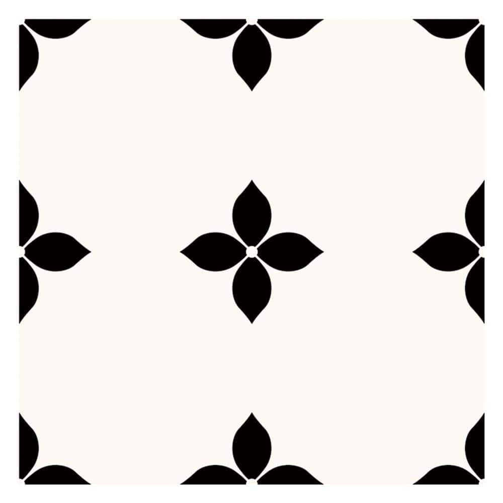 Vsmile Floral Black and White Peel and Stick Wall Tiles 11.8 in. x