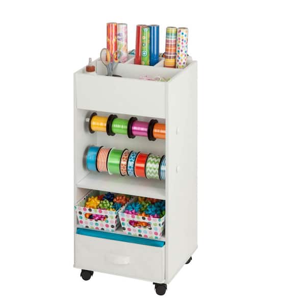 Honey-Can-Do Wrapping Paper Storage Cart with Wheels Grey