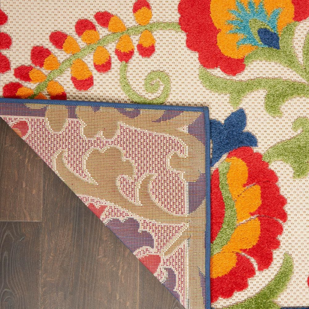 Multicolor Floral Synthetic Runner Rug, 2' x 6'