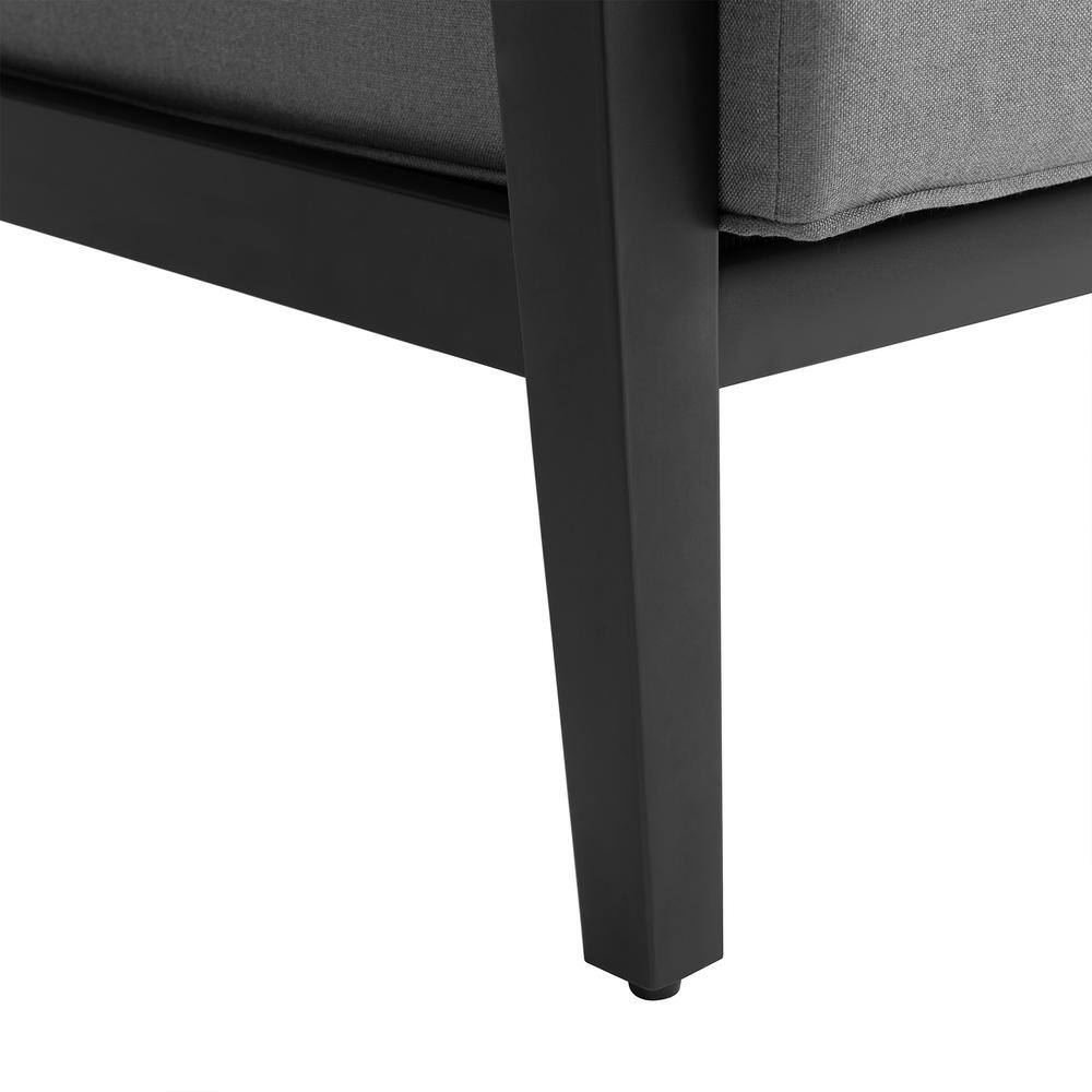 Cayman Black Aluminum Outdoor Sofa with Dark Gray Cushions