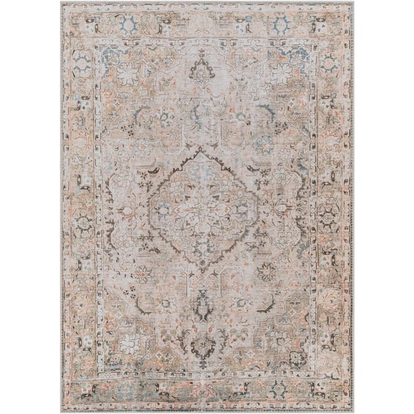 Janie Medium Grey 9 ft. x 12 ft. Traditional Indoor Machine-Washable Area Rug