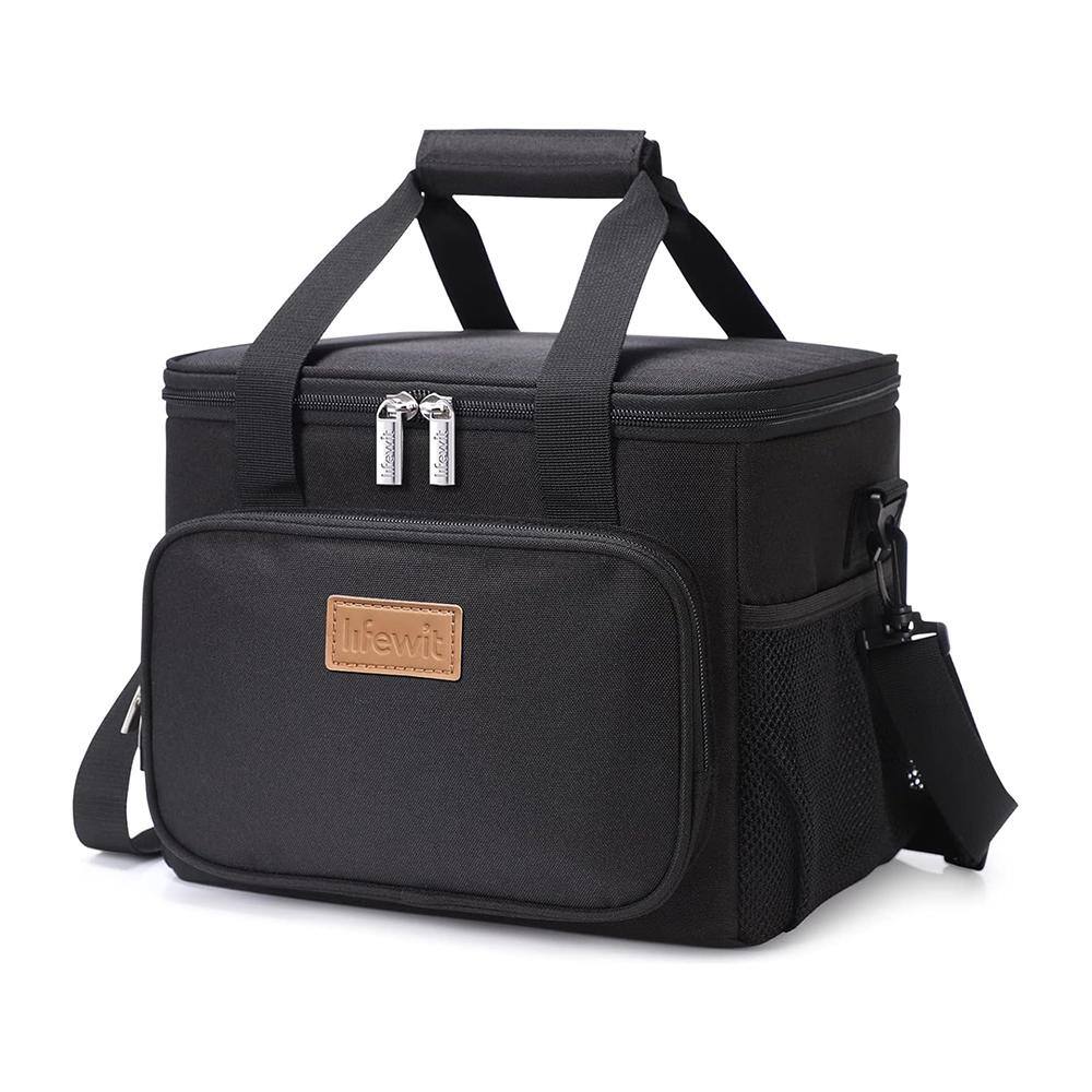 Black Portable Insulated Lunch Bag with 8. 5 L Large Capacity, Leakproof an