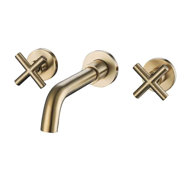PROOX 2-Handle Wall Mount Bathroom Faucet in Brushed Gold