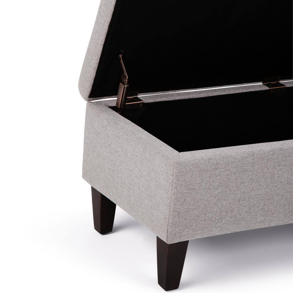 Gray Cloud Linen Rectangular Storage Ottoman with Lift-Up Lid