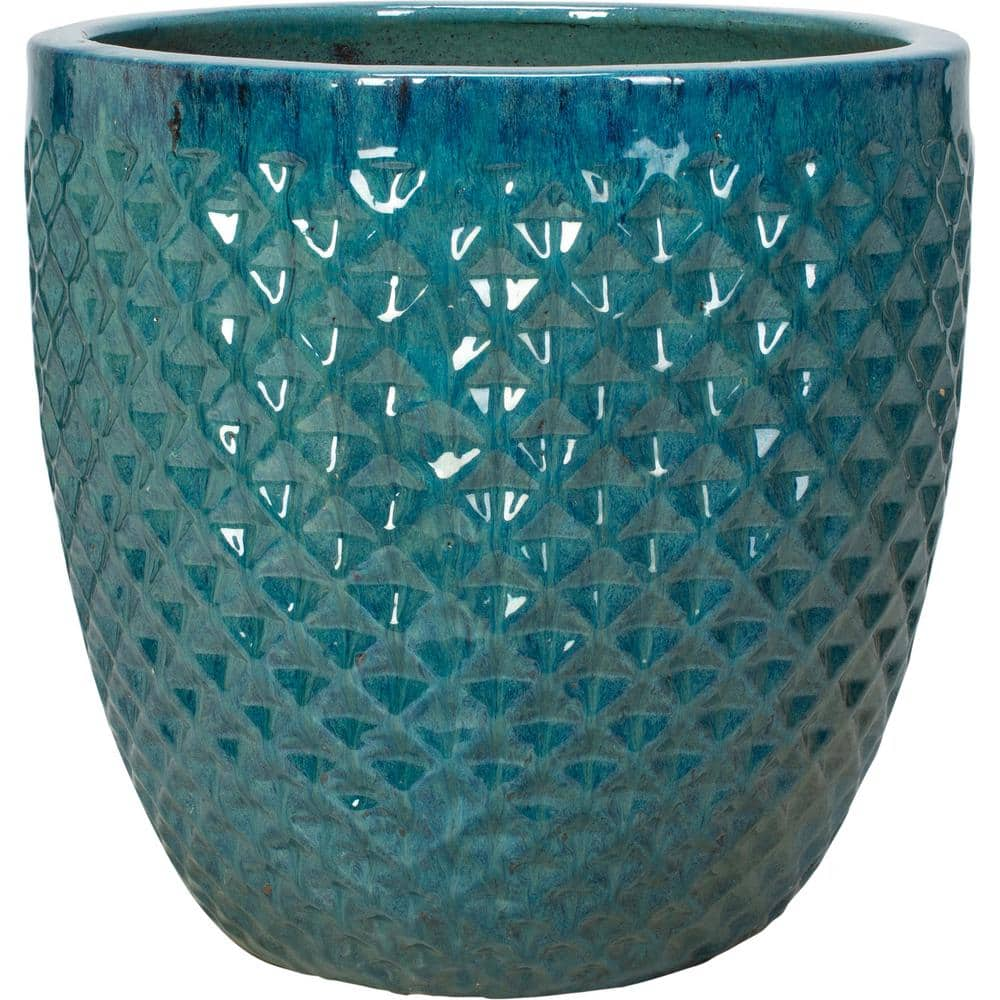 16 In Turquoise Ceramic Hexham Garden Planter Vpx4 21b Tq The Home Depot