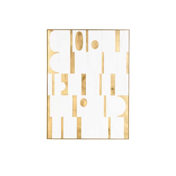 Litton Lane 1-Panel Abstract Geometric Shape Framed Wall Art Print with Gold Accents 39 in. x 30 in.