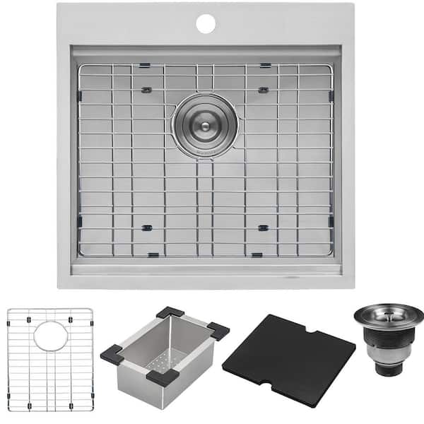 Merino 21 in. Drop-in Topmount Marine Grade 16-Gauge T-316 Stainless Steel Outdoor BBQ Workstation Sink
