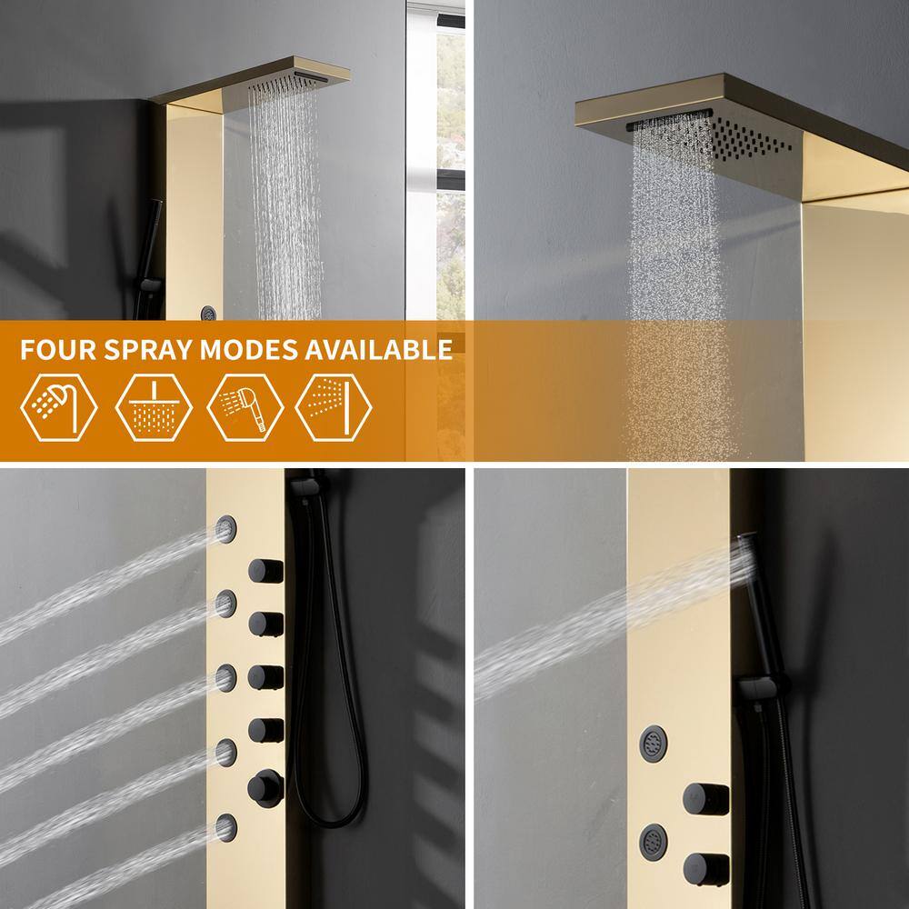 Black Gold Thermostatic Shower Panel with Body Jets