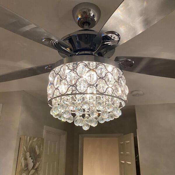 Parrot Uncle Amold 52 In Indoor Chrome, Diy Ceiling Fan Chandelier Combo