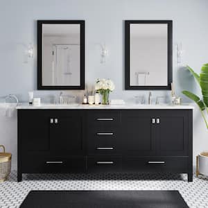 Aberdeen 84 in. W x 22 in. D x 34 in. H Double Bath Vanity in Espresso with White Carrara Quartz Top with White Sinks