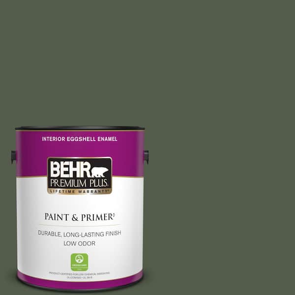 BEHR PREMIUM PLUS 1 gal. #430F-7 Windsor Moss Eggshell Enamel Low Odor Interior Paint & Primer