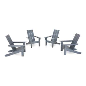 Classic Wood Adirondack Chair Oversized Tall Back Gray Patio Chairs (4-Pack)