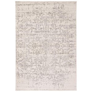Madison Silver/Ivory 4 ft. x 6 ft. Distressed Border Area Rug