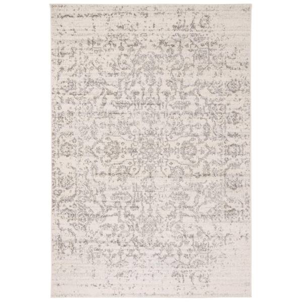 SAFAVIEH Madison Silver/Ivory 5 ft. x 8 ft. Distressed Border Area Rug