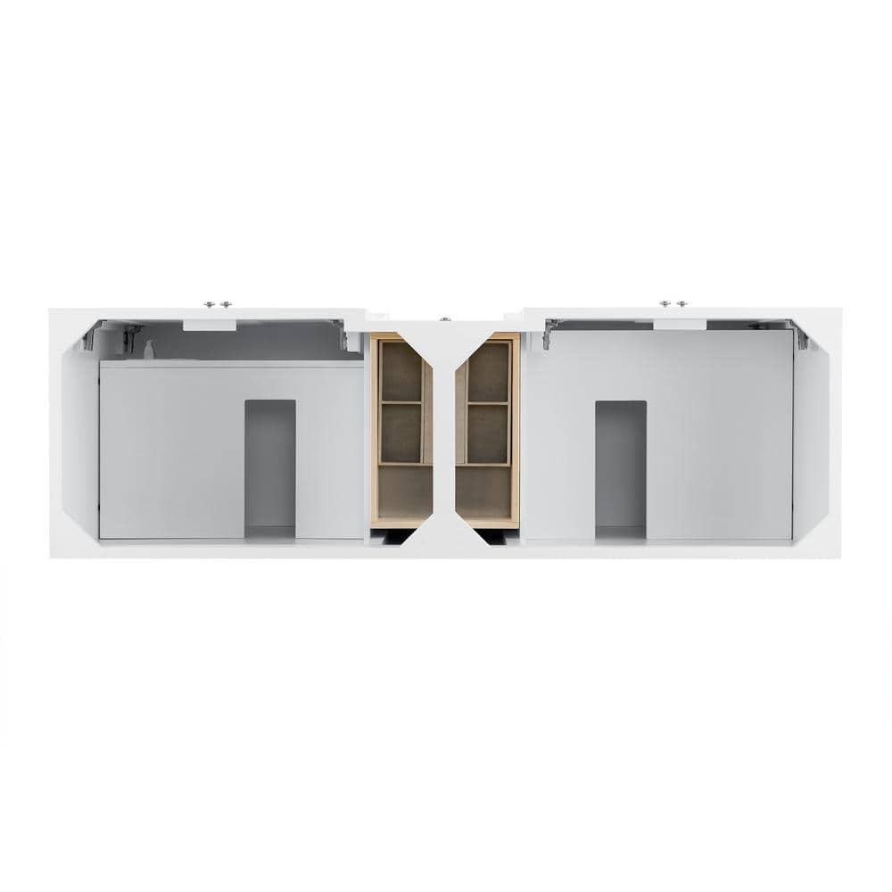 Bright White Double Freestanding Vanity with Charcoal Soapstone Top
