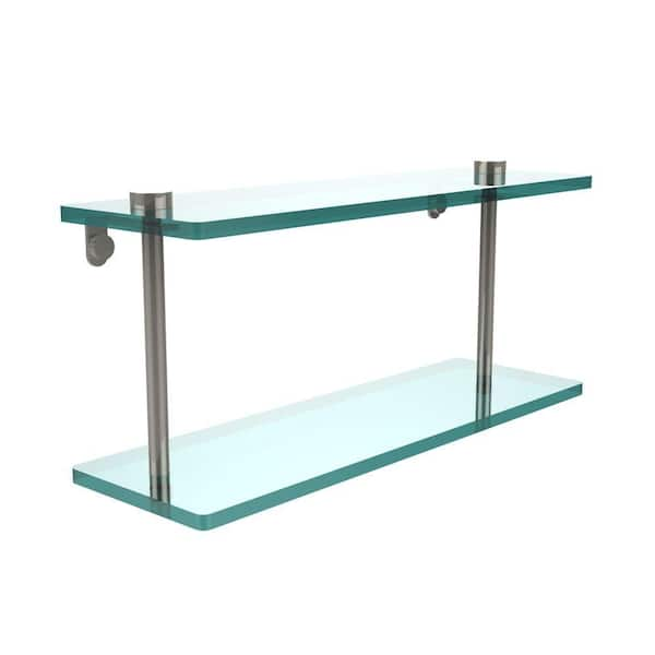 Allied Brass 22 in. L x 18 in. H x 5 in. W 3-Tier Clear Glass Bathroom Shelf  with Towel Bar in Satin Nickel NS-5/22TB-SN - The Home Depot