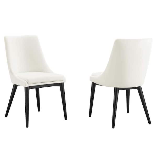 MODWAY Viscount Accent Performance Velvet Dining Chairs - Set of 2 in White