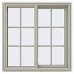 35.5 in. x 35.5 in. V-4500 Series Desert Sand Vinyl Right-Handed Sliding Window with Colonial Grids/Grilles