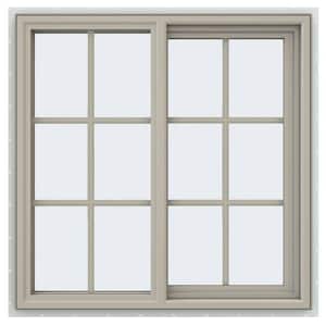 35.5 in. x 35.5 in. V-4500 Series Desert Sand Vinyl Right-Handed Sliding Window with Colonial Grids/Grilles