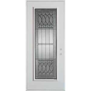 32 in. x 80 in. Nightingale Patina Full Lite Painted White Left-Hand Inswing Steel Prehung Front Door