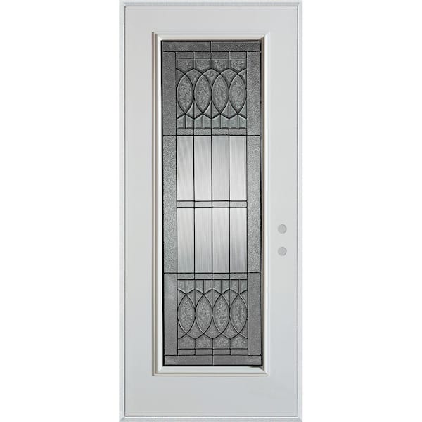 Stanley Doors 32 in. x 80 in. Nightingale Patina Full Lite Painted White Left-Hand Inswing Steel Prehung Front Door