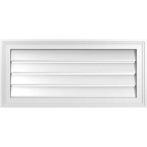 30" x 14" Vertical Surface Mount PVC Gable Vent: Functional with Brickmould Frame
