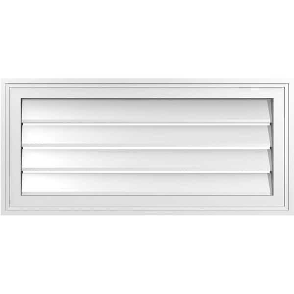 Ekena Millwork 30" x 14" Vertical Surface Mount PVC Gable Vent: Functional with Brickmould Frame