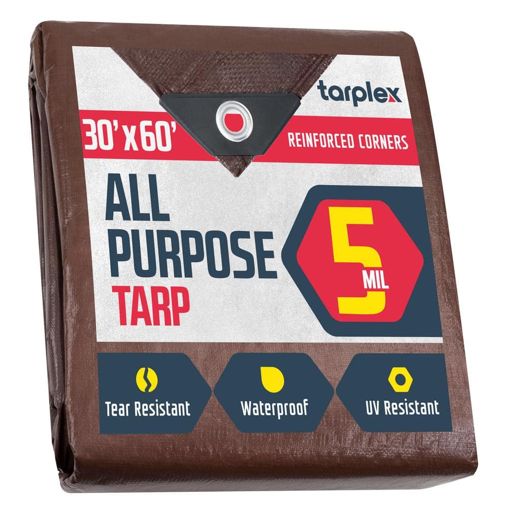 Tarplex 30 ft. x 60 ft. Greater Brown All Purpose Tarp 5 Mil Poly, Waterpro