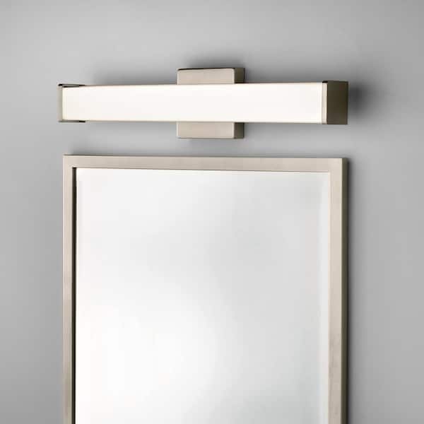 Hampton Bay Astrid 24 in. Brushed Nickel 5-CCT LED Bathroom Vanity Light Bar with Frosted Glass