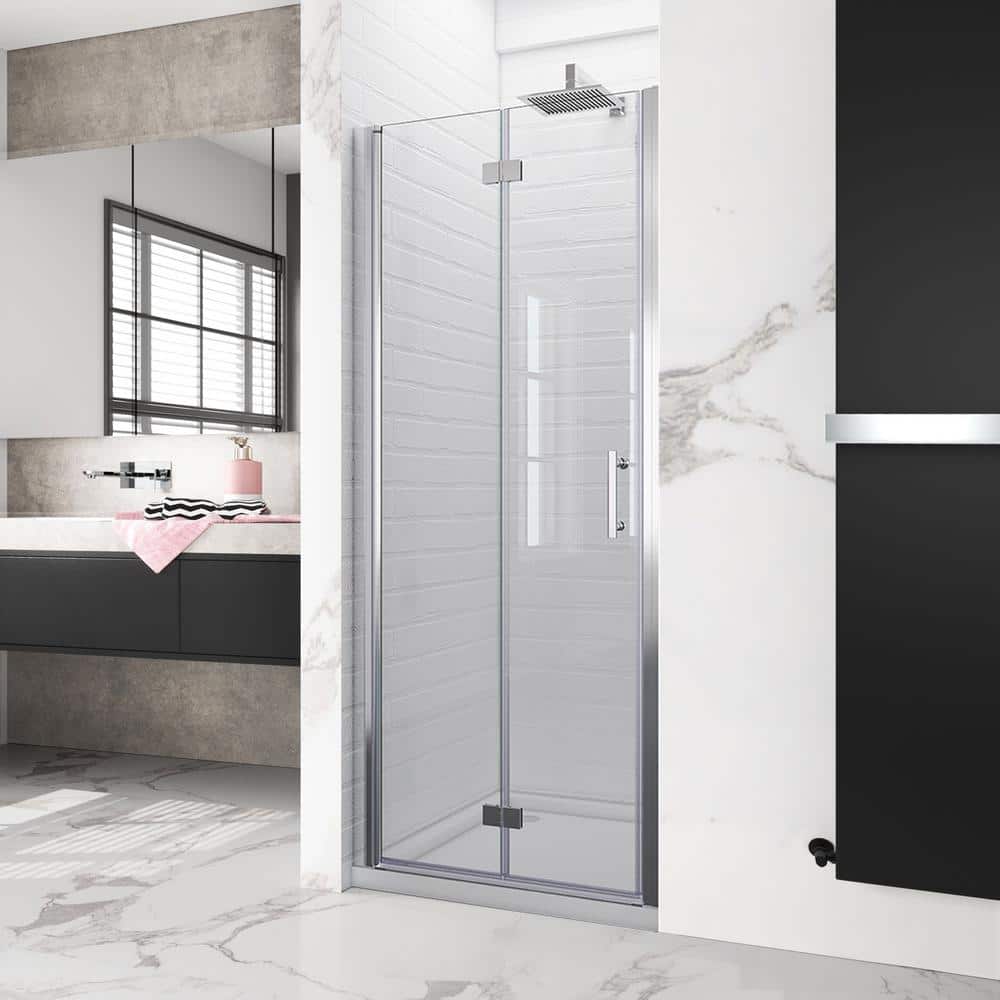 Sunny Shower 1/4 inch Frameless Black Finish Bi-Fold Shower Door, 32 in. W x 72 in. H / Black Finish BFH32-CO