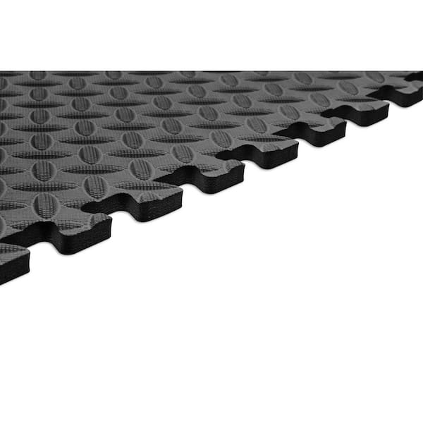 Norsk Black 24 in. x 24 in. EVA Foam Solid Color Diamond Plate Interlocking Tile (30-Tile) Norsk Black 24 in. x 24 in. EVA Foam Solid Color Diamond Plate Interlocking Tile (30-Tile)