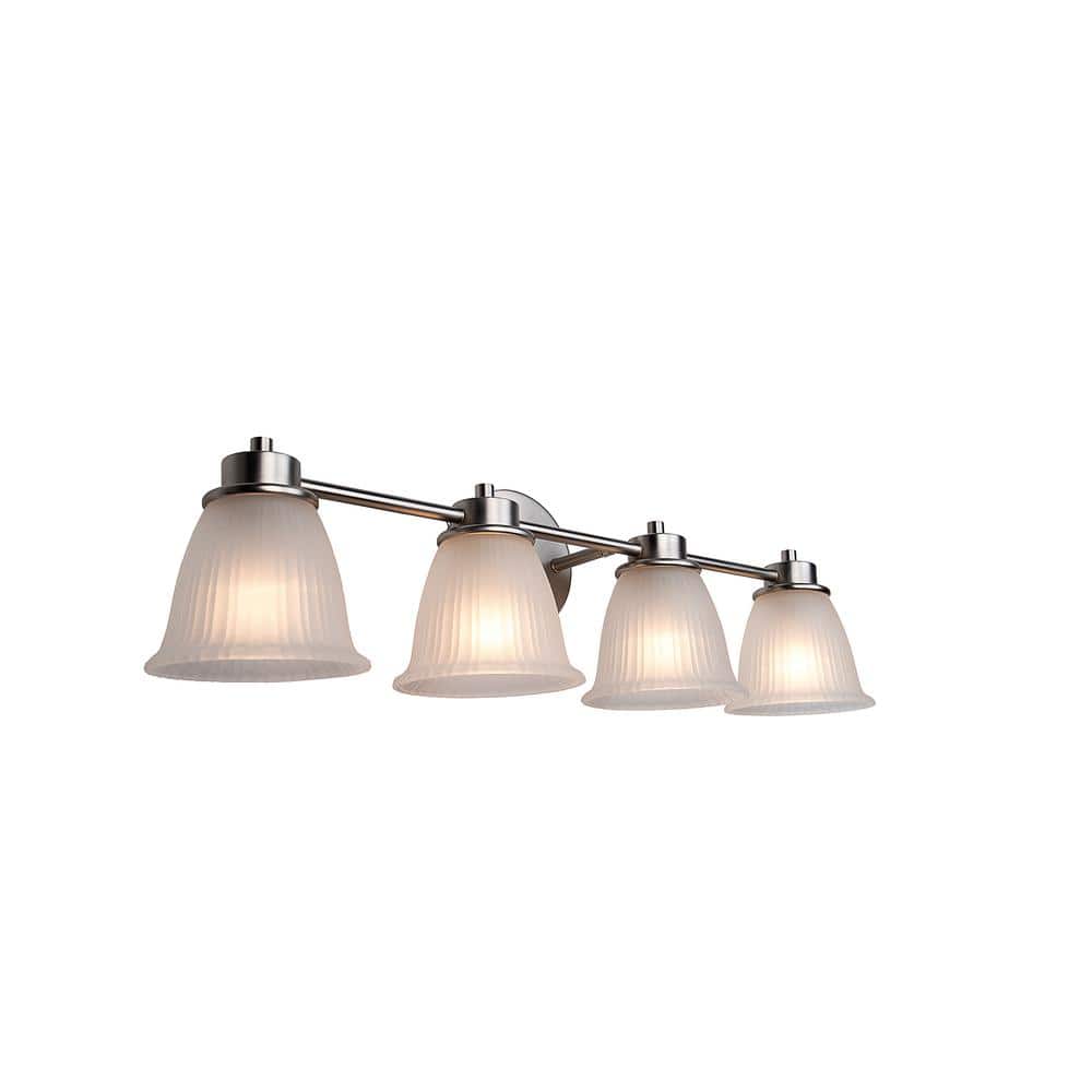 30-Inch Brushed Nickel 4-Light Vanity Fixture with Frosted Glass Shades