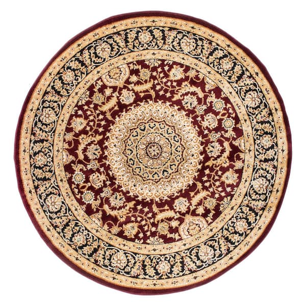 Traditional Medallion Burgundy 8 ft.  Round Indoor Area Rug