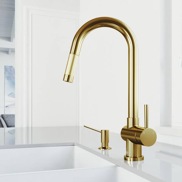 VIGO Gramercy Single Handle Pull-Down Spout Kitchen Faucet Set with ...