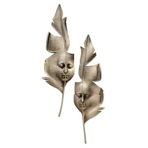 21 in. x 6 in. Aurora and Hespera Sculptural Greenmen Wall Mask Sculptures (2-Piece)