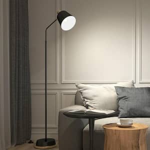 Alton 65 in. Matte Black & Gold Modern 1-Light Dimmable Standard Floor Lamp for Living Room