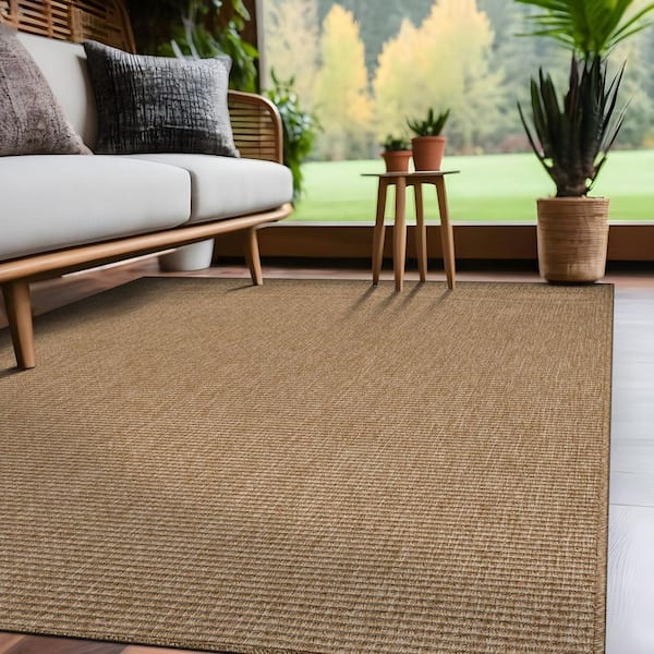 Terra Fiber Easy Jute Natural 6 ft. x 9 ft. Solid Indoor Outdoor Area Rug