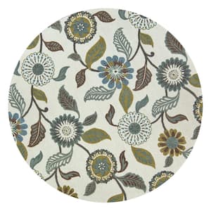 Milan Multi-Colored 10 ft. Round Floral Wool/Viscose Area Rug