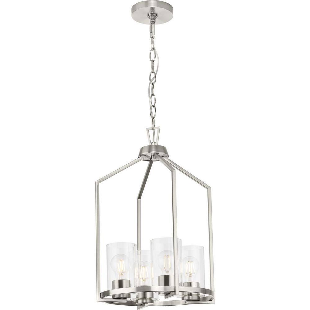 Goodwin Brushed Nickel 4-Light Foyer Pendant with Glass Shades